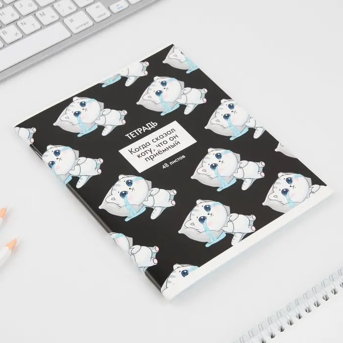 Тетрадь в клетку, 48 л., А5, на скрепке, блок №1 «Котики приколы» МИКС Тетрадь в клетку, 48 л., А5, на скрепке, блок №1 «Котики приколы» МИКС