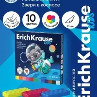 Пластилин 10 цветов, 180 г, ErichKrause "Kids Space Animals", со стеком, в картонной упаковке