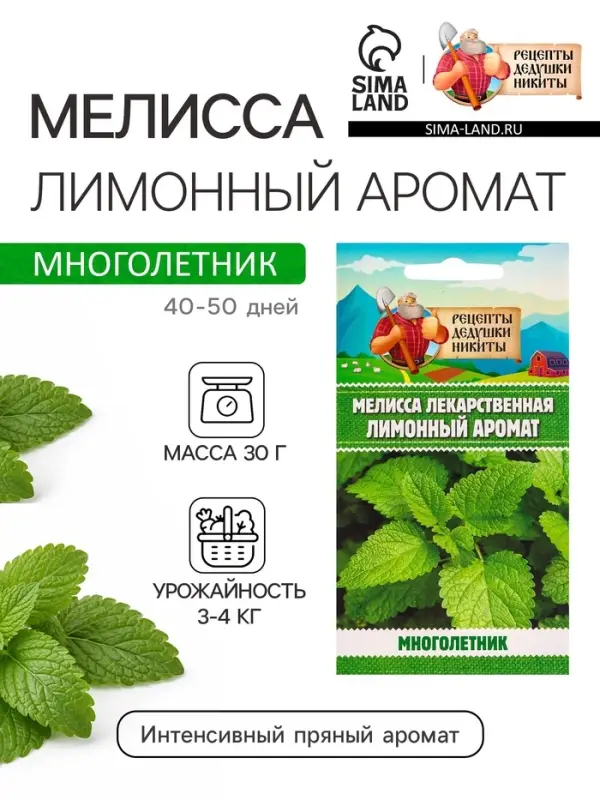 Семена Мелисса лекарственная &laquo;Лимонный аромат&raquo; 0.1 г, &laquo;Рецепты дедушки Никиты&raquo;