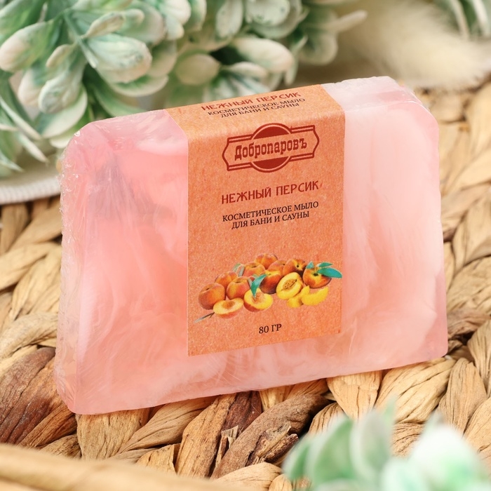 Мыло СПА - уход для бани и сауны "Нежный персик" Добропаровъ РУЧНАЯ РАБОТА 80 гр