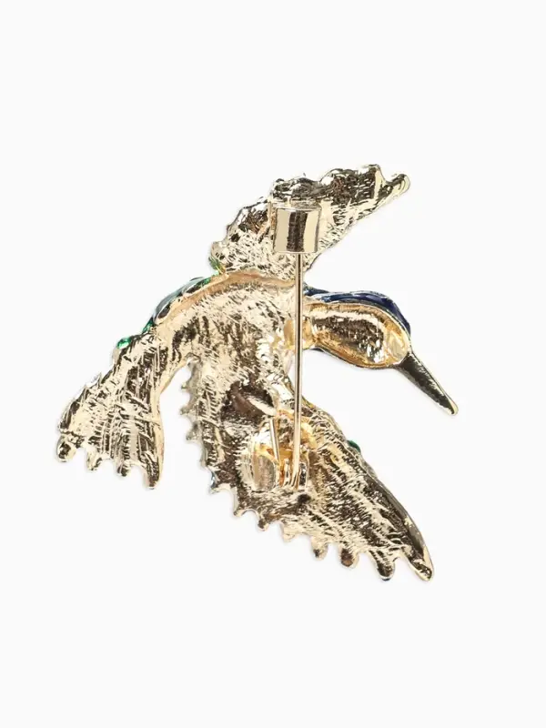 Брошь &laquo;Птица&raquo; колибри яркая, цветная в золоте