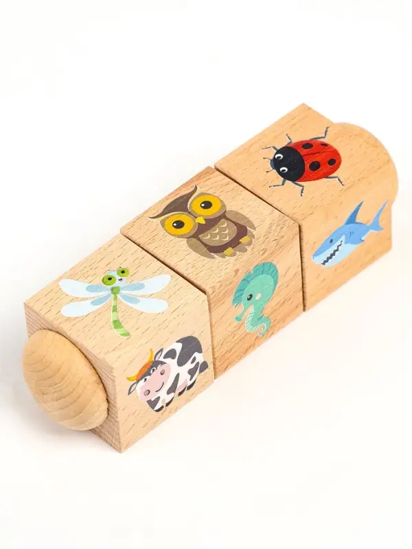 Кубики деревянные «Живая природа», на оси, 3 кубика Кубики деревянные «Живая природа», на оси, 3 кубика