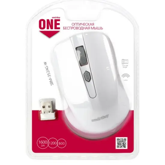 Мышь беспроводная Smartbuy ONE 352 белая (SBM-352AG-W) / 60 Мышь беспроводная Smartbuy ONE 352 белая (SBM-352AG-W) / 60