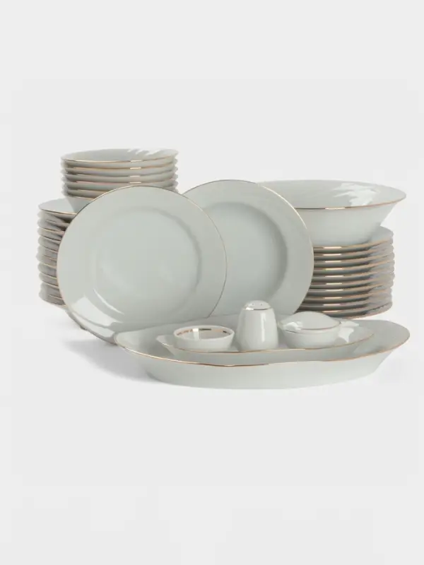 Сервиз столовый Добрушский завод &laquo;Голубка. Классик&raquo;, 36 предметов, 2 вида тарелок, деколь и отводка люстром, фарфор, белый