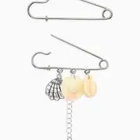 Булавка (набор 2шт) "Пляж" L=7см, цвет белый в серебре