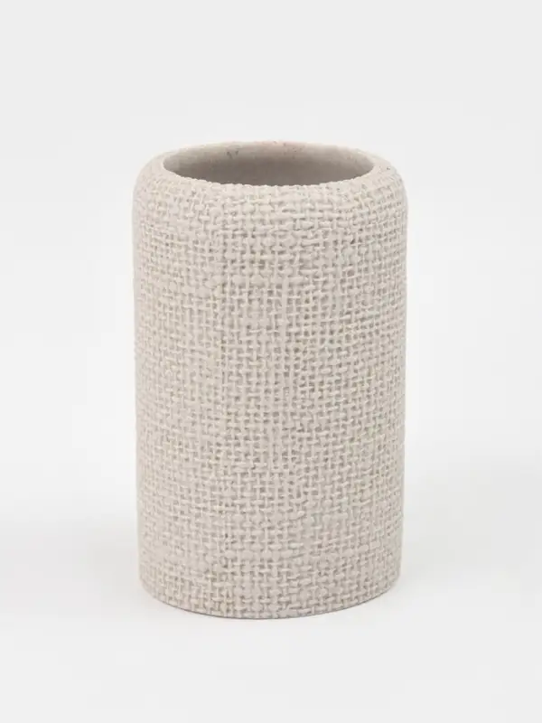 Набор для ванной "Плетение" 2 предмета (дозатор для мыла, стакан), цвет бежевый