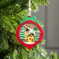 Ёлочная игрушка &laquo;Новогодний шар&raquo;, 10&times;10&times;1 см, 3 LED, от батареек, свечение тёплое белое