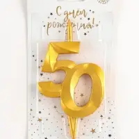 Свеча в торт &laquo;Юбилейная&raquo;, цифра 50, золотая