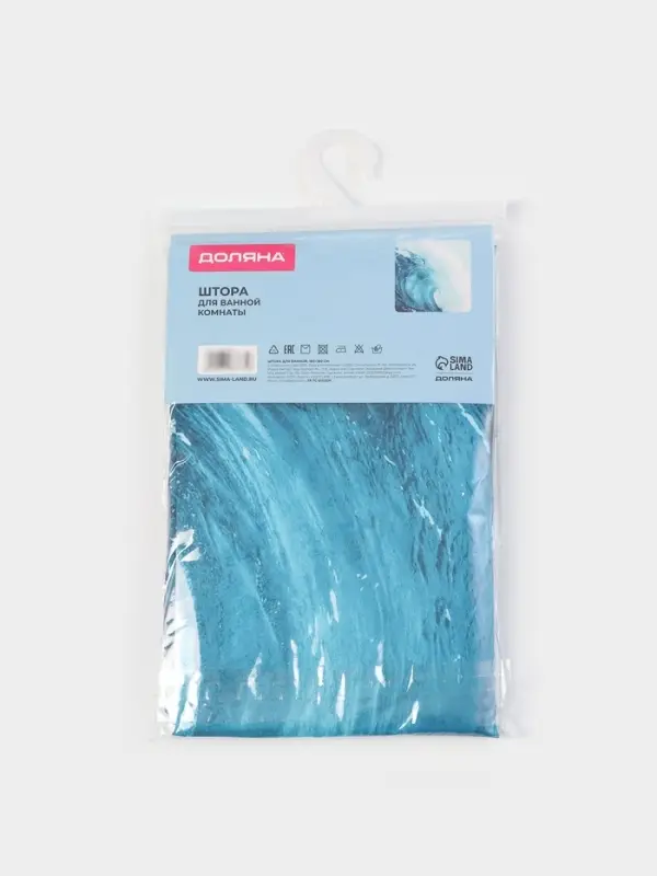 Штора для ванной Доляна WAVE, с люверсами, 180&times;180 см, полиэстер