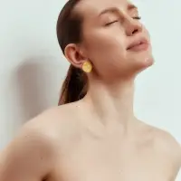 Серьги клипсы &laquo;Стиль. Прозрачный ромб, мятый&raquo;, жёлтая в серебре