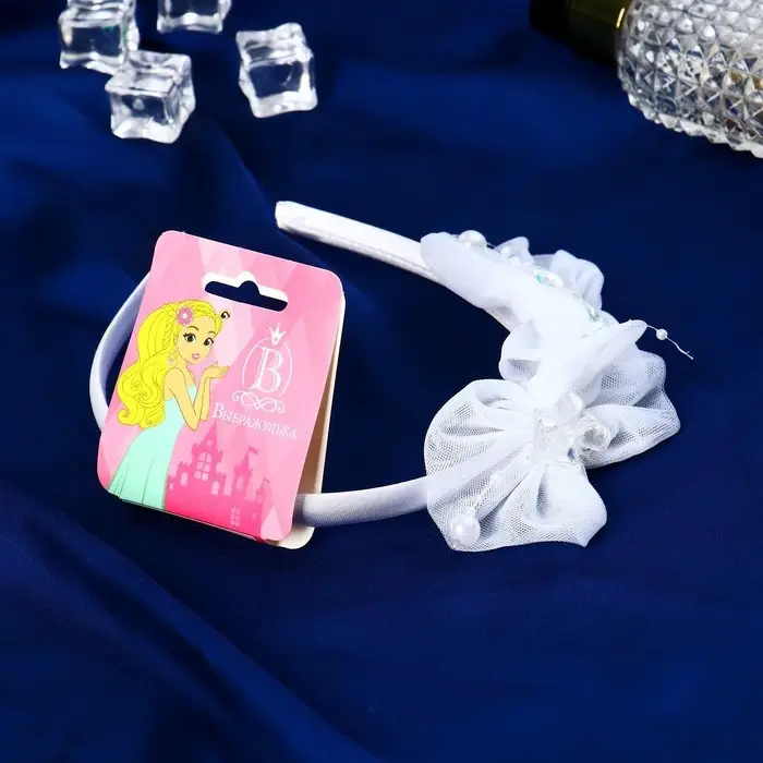 Ободок для волос «Николь», бусинки ромашки, 1 см, белый Ободок для волос «Николь», бусинки ромашки, 1 см, белый