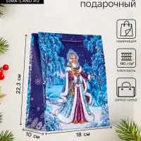 Пакет подарочный новогодний ламинированный, &laquo;Снегурочка&raquo;, 18&times;10&times;22.3 см