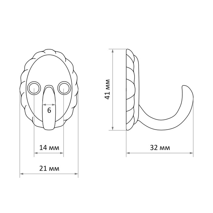 Крючок мебельный ТУНДРА TKO018, однорожковый, белый, 8 шт TMP Крючок мебельный ТУНДРА TKO018, однорожковый, белый, 8 шт TMP