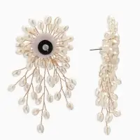 Серьги жемчуг "Россыпь в цветке", цвет белый в золоте Серьги жемчуг "Россыпь в цветке", цвет белый в золоте