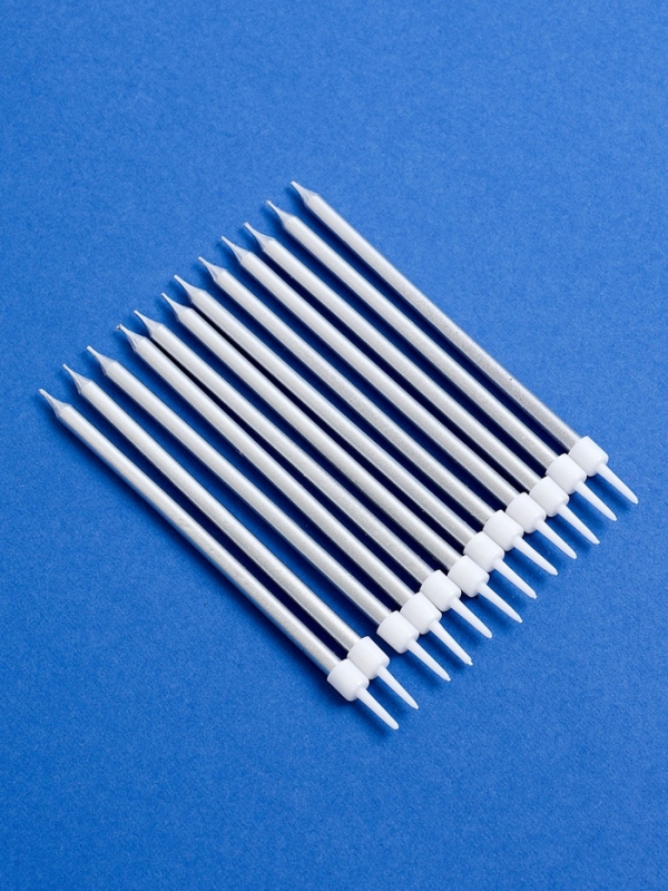 Свечи для торта  Свечи для торта "Ройс", 12 шт, серебристый металлик