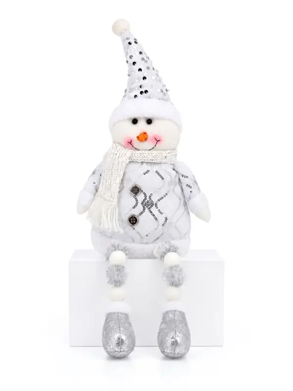 Игрушка мягкая &laquo;Снеговик в костюмчике с пайетками&raquo; 44&times;19 см, серебристо-белый