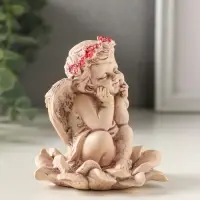 Фигурка гипс &laquo;Ангел на цветке&raquo;, 9&times;7 см, состаренный эффект, слоновая кость