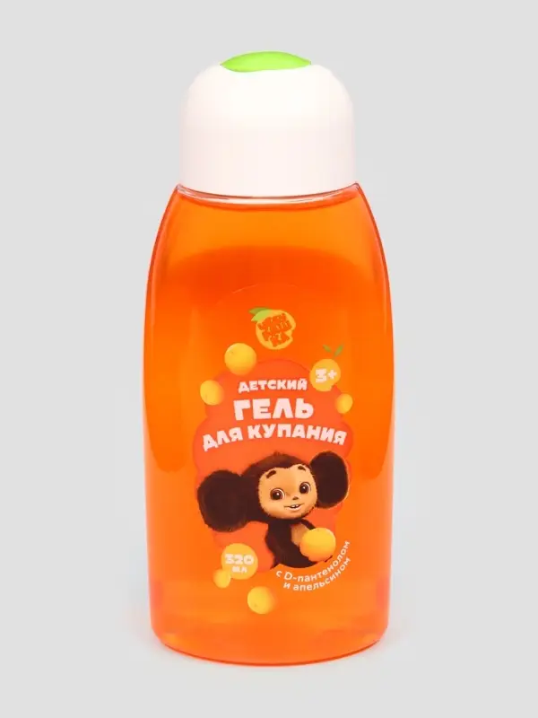 Детский гель купания, с D-пантенолом и апельсином, 320 мл, Чебурашка