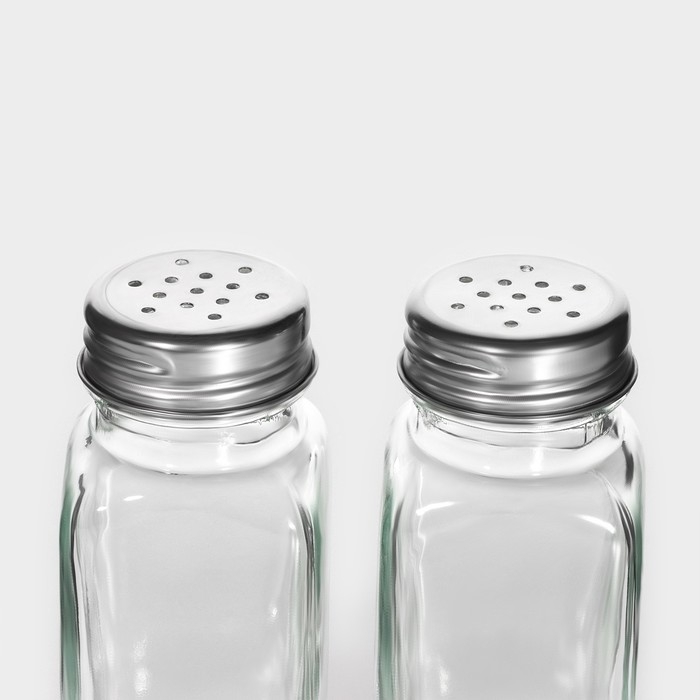 Набор для специй из стекла Доляна «Стандарт», 2 предмета: солонка, перечница 100 мл Набор для специй из стекла Доляна «Стандарт», 2 предмета: солонка, перечница 100 мл