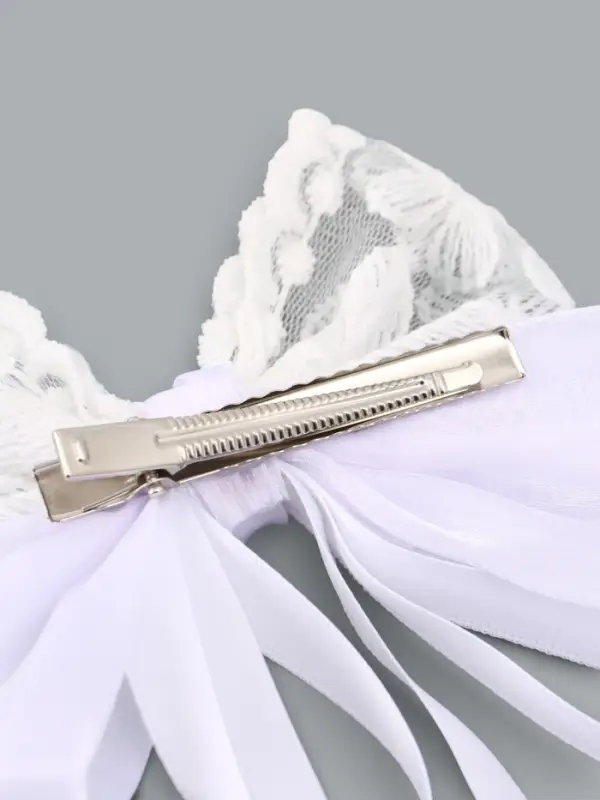 Бант для волос на заколке с лентами &laquo;Цветы&raquo;, белый, Принцессы