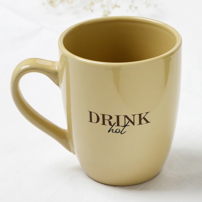 Кружка керамическая «Стиль», 450 мл, цвет бежевый Кружка керамическая «Стиль», 450 мл, цвет бежевый