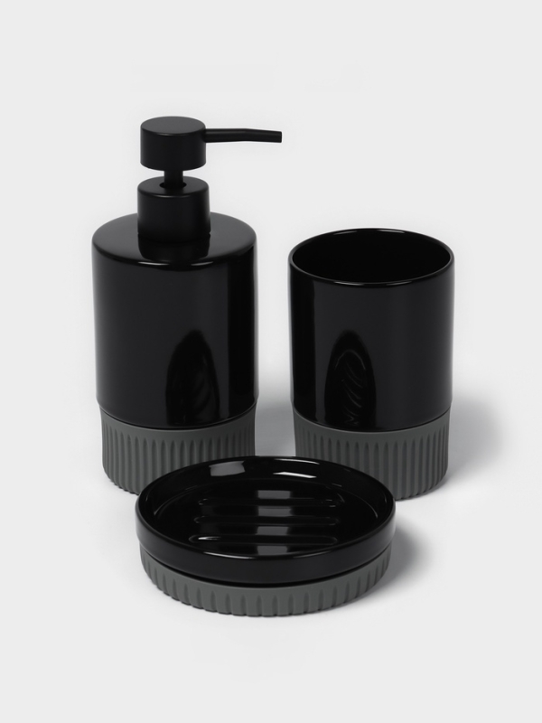 Набор для ванной Набор для ванной "Глянец" 3 предмета (дозатор для мыла, стакан, мыльница)