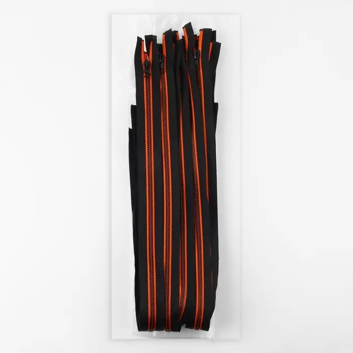 Молния «Трактор», №5, разъёмная, замок автомат, 60 см, чёрная, оранжевая