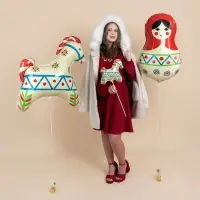 Воздушный шар фольгированный 32" &laquo;Матрёшка&raquo;, русский узор