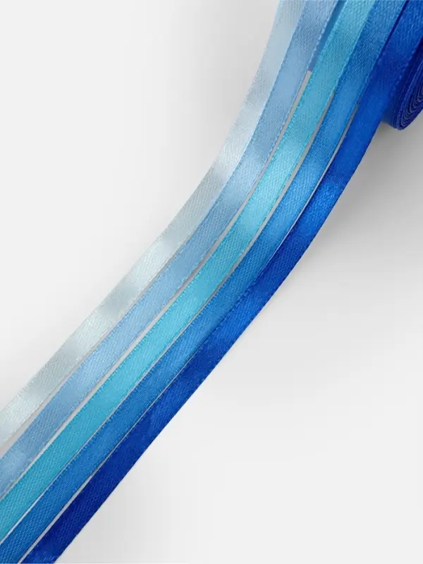 Атласная лента, набор 5 шт., 6 мм, 23&plusmn;1 м, синяя, голубая