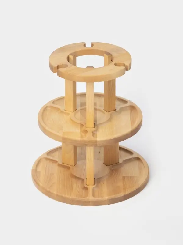 Менажница Adelica, 3-х ярусная с подставкой для вина, d=30&times;1.8 см, d=26&times;1.8 см, d=20&times;1.8 см, дерево берёза, в подарочной коробке