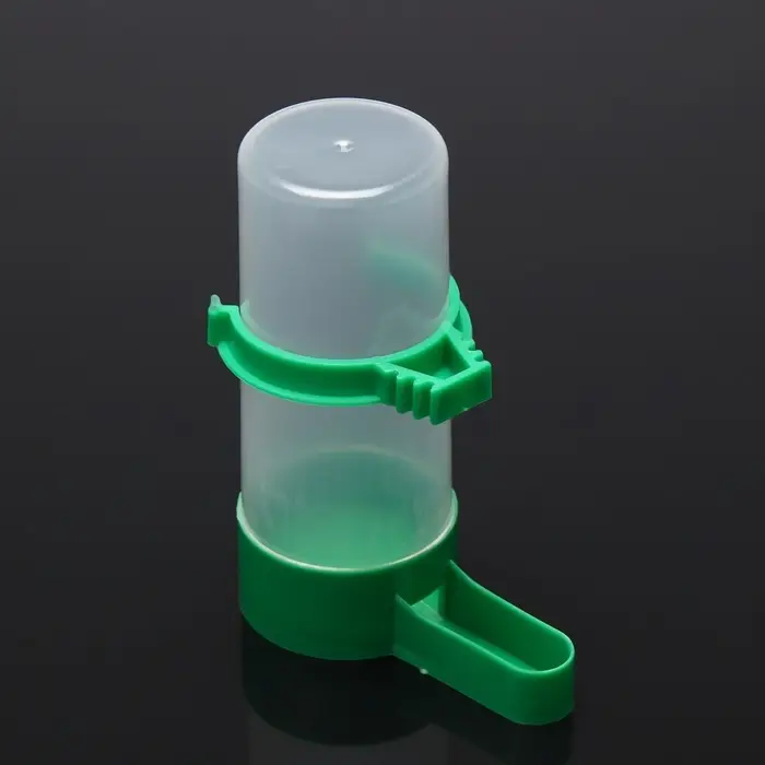 Поилка-кормушка для птиц, 140 мл, 4&times;12 см, пластик, зелёная