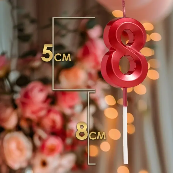 Свеча в торт на шпажке «Цифра 8», красная, 5 см Свеча в торт на шпажке «Цифра 8», красная, 5 см
