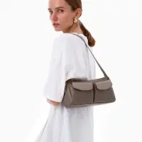 Сумка женская багет TEXTURA на молнии, 27&times;8&times;13 см, бежево-серая