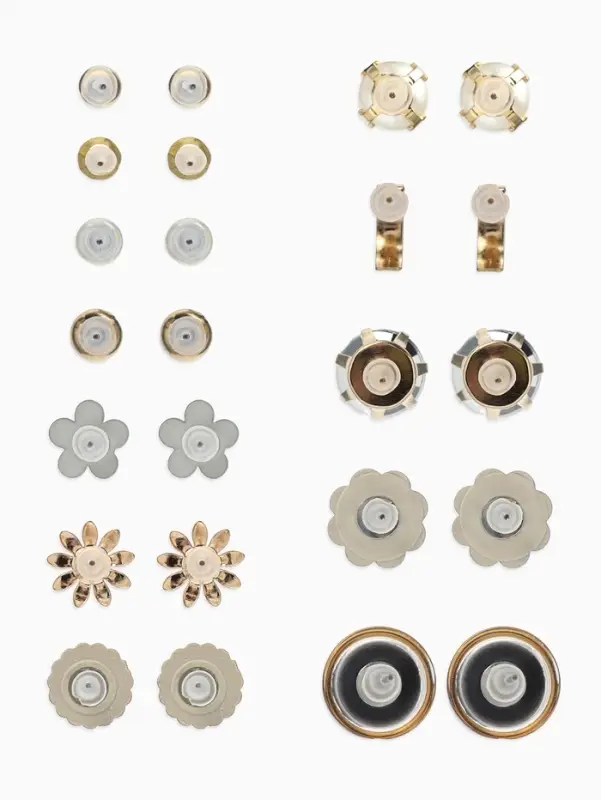 Пусеты 12 пар One year, летний день, цветные в золоте