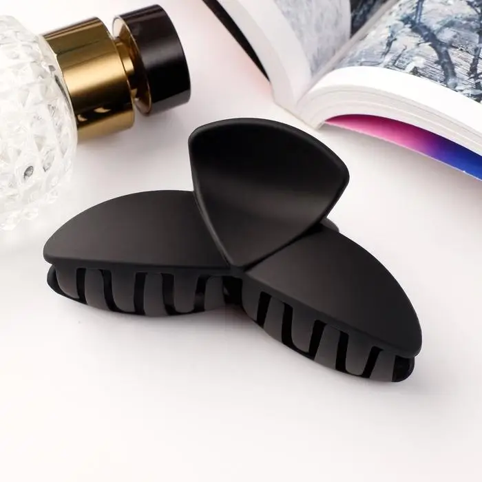 Краб для волос Краб для волос "Матовый" лепестки трио, 9х4 см, чёрный