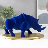 Фигура полистоун &laquo;Синий носорог на подставке&raquo;, флок, 12.8&times;22.5&times;13.5 см