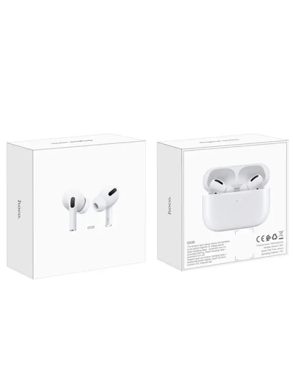 Наушники беспроводные Hoco EW04, TWS, вакуумные, Bluetooth 5.1, 30/400 мАч, шумоподавление, белые