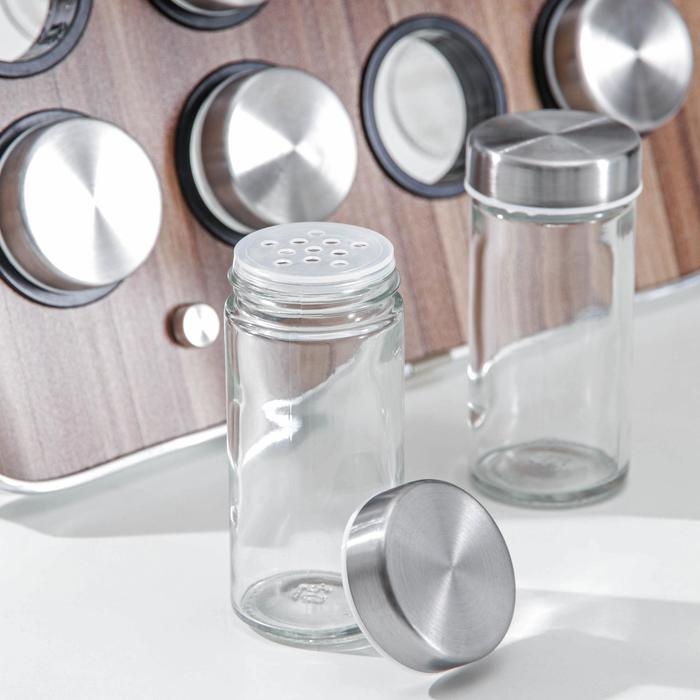 Набор для специй на подставке «Модерн», 29×12×18,5 см, ёмкость, 90 мл, 4×9,5 см, 8 шт Набор для специй на подставке «Модерн», 29×12×18,5 см, ёмкость, 90 мл, 4×9,5 см, 8 шт