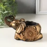 Подсвечник на 1 свечу &laquo;Слон индийский лежит&raquo;, 8&times;13&times;7 см, под бронзу винтаж