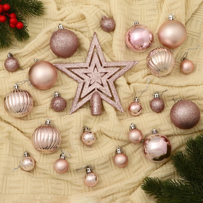 Набор украшений пластик 22 шт Набор украшений пластик 22 шт "Звёздный вечер" розовый