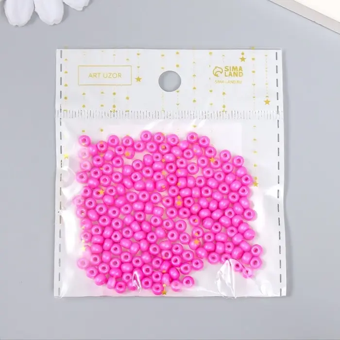 Бисер стекло 6/0  Бисер стекло 6/0 "Неоново-розовый" 15 гр