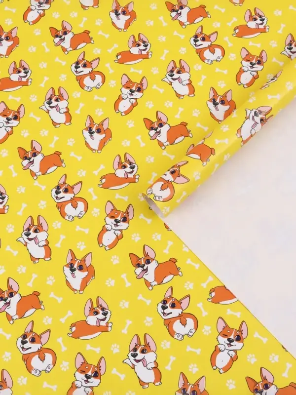 Бумага упаковочная глянцевая &laquo;Корги&raquo;, 70&times;100 см