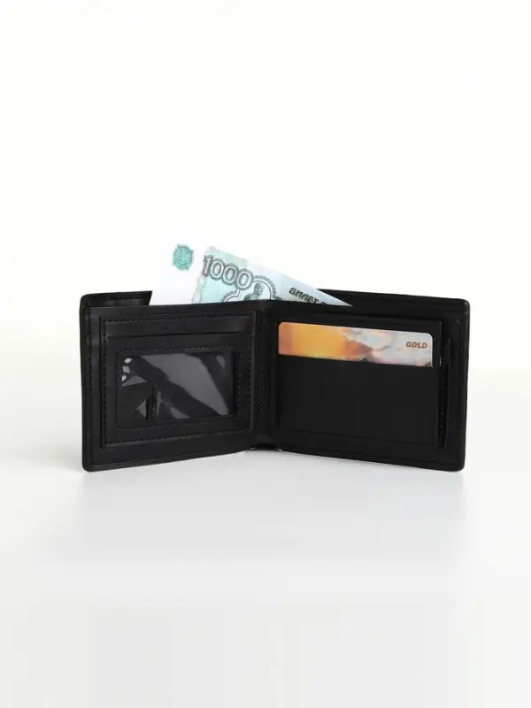 Портмоне мужское &laquo;Сайф&raquo;, без застёжки, отдел для карт, монет, чёрное