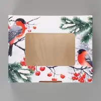 Коробка подарочная новогодняя, складная 10&times;8&times;3.5 см &laquo;Снегири&raquo;