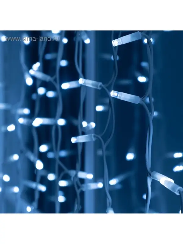 Гирлянда «Занавес» 2 × 3 м, IP65, УМС, белая нить каучук, 600 LED, свечение белое, 220 В