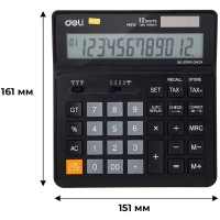 Калькулятор настольный КОМПАКТ Deli EM01020 черн 12-разр. Функ.вычис.налога