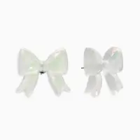 Серьги пластик &laquo;Бантик&raquo;, перламутровый, белые, радужные