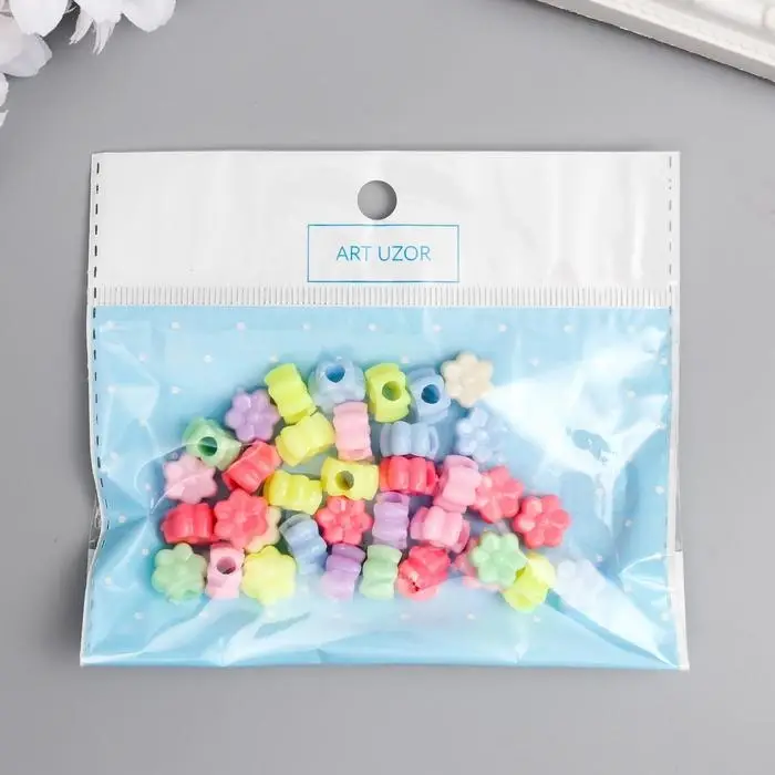 Бусины для творчества пластик  Бусины для творчества пластик "Цветочек. Пастельные тона" набор 36 шт 15 гр 1х1 см