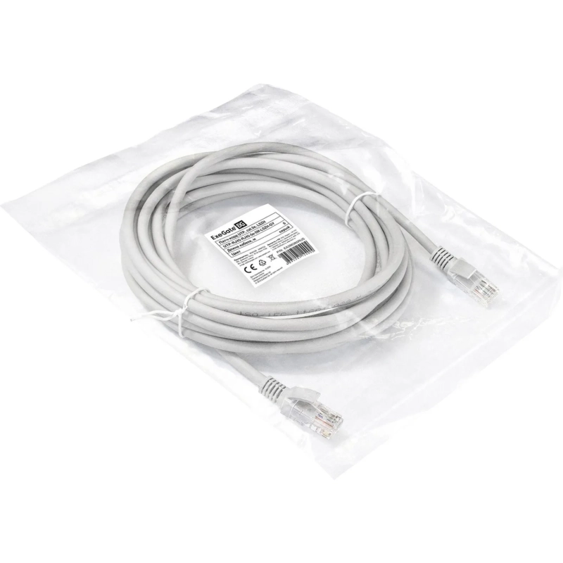 Патч-корд LSZH ExeGate UTP-RJ45-RJ45-5e-10M-LSZH-GY, UTP, cat.5e, 10м, серы