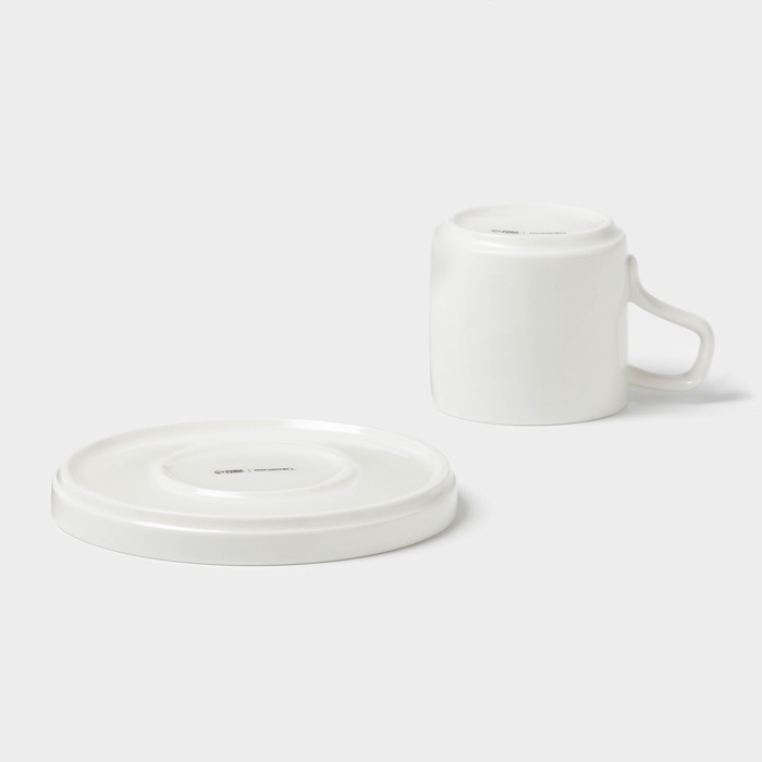 Чайная пара Magistro Modern, 220 мл, 15×15×8 см, фарфор, белая Чайная пара Magistro Modern, 220 мл, 15×15×8 см, фарфор, белая